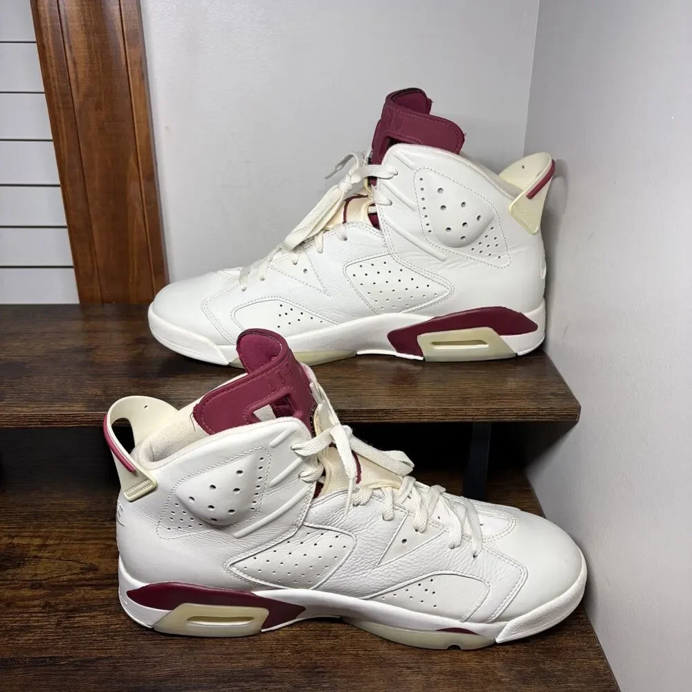 Size 11.5 - Nike Air Jordan 6 Retro Maroon 2015 Men's 384664-116 White OG